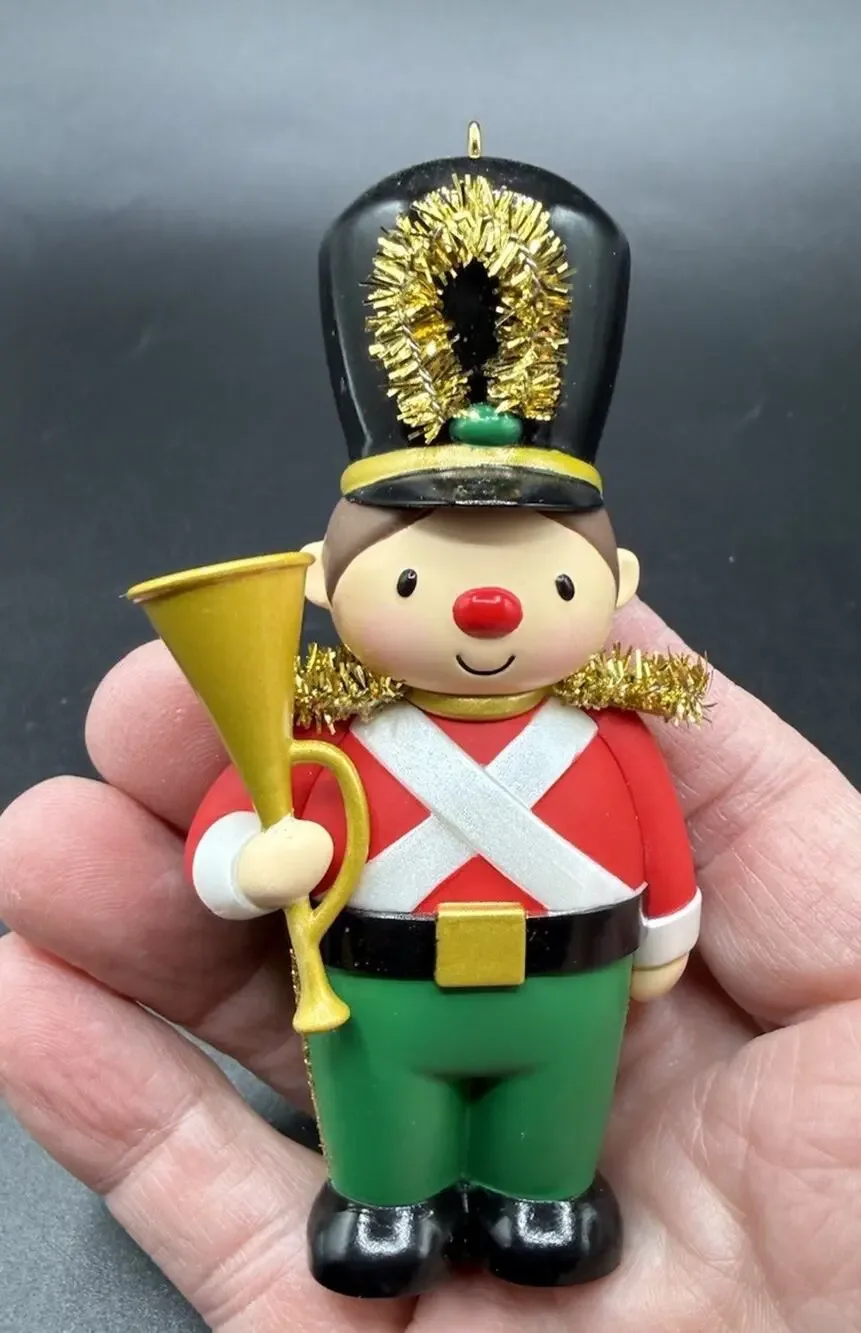 Adorable Hallmark Gold Tinsel Toy Soldier Christmas Ornament No Box -LO17
